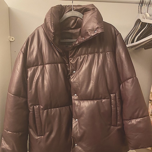 Avec Les Filles Oversized Faux Leather Puffer - Picture 1 of 6